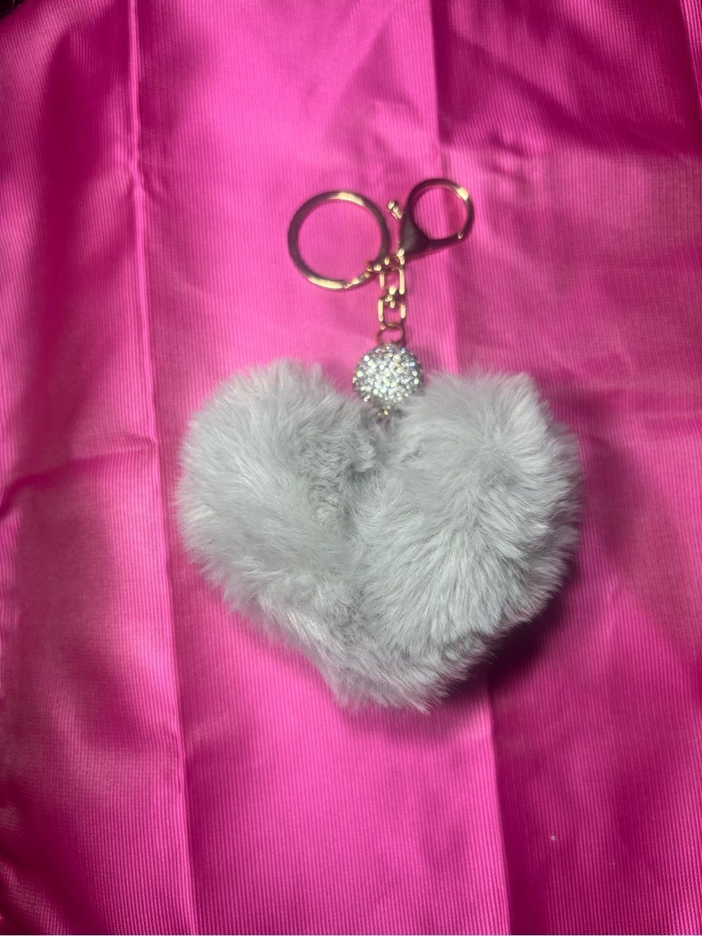New Emberly Plush Heart Keychain - Gray